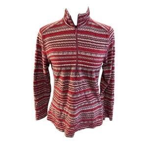 Woolrich Red 1/2 Zip Mock Neck Pullover Womens Size Small  100% Cotton
